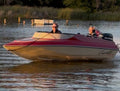 red speedboat on the Norfolk broads 