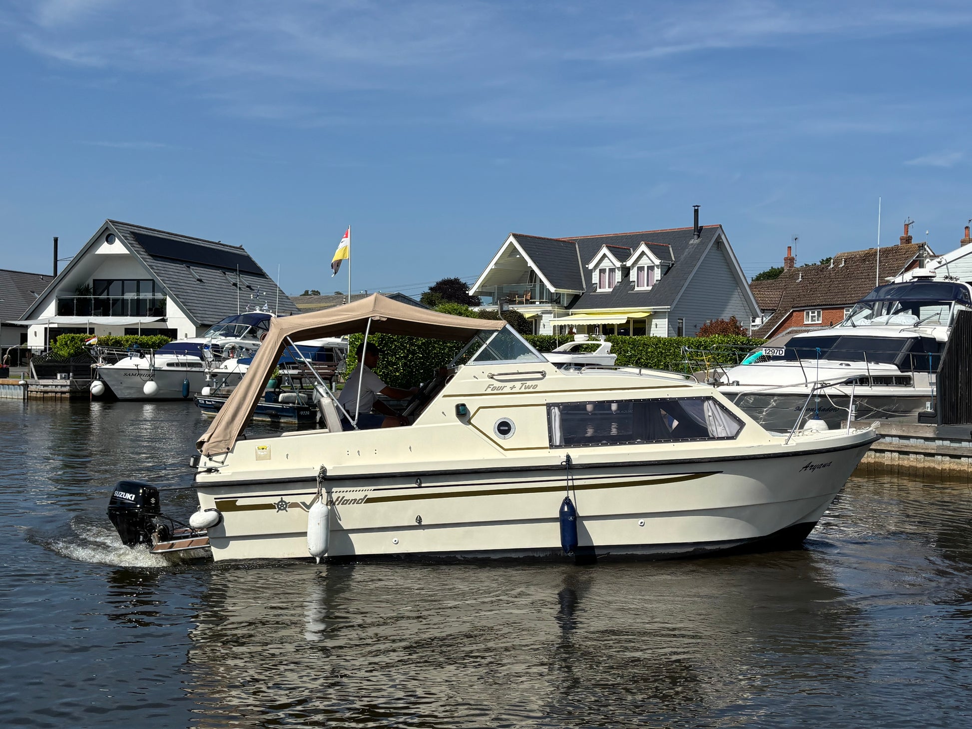 Shetland motor boat for on the river at the Norfolk broads